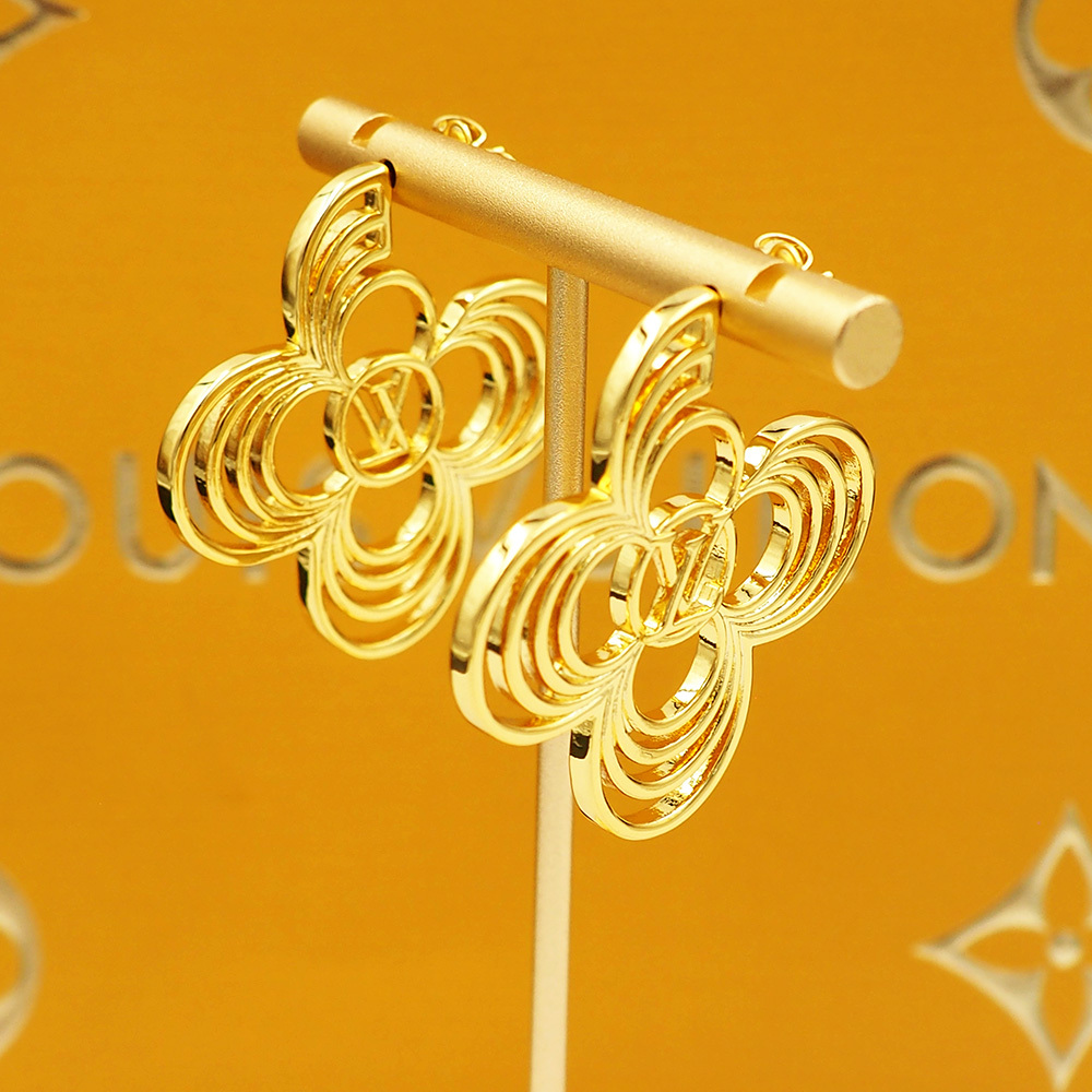 LV Gold Logo-Accented Earrings 221