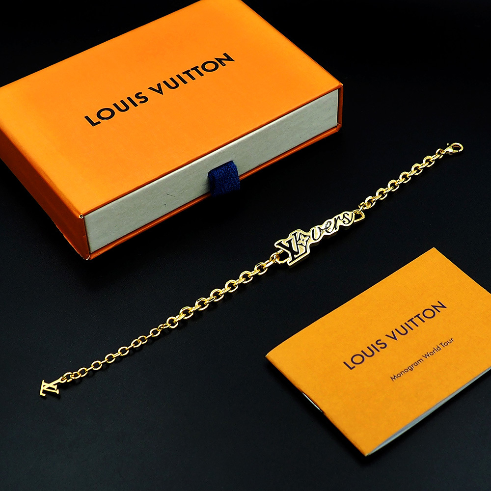 LV Gold Logo-Accented Bracelet 164