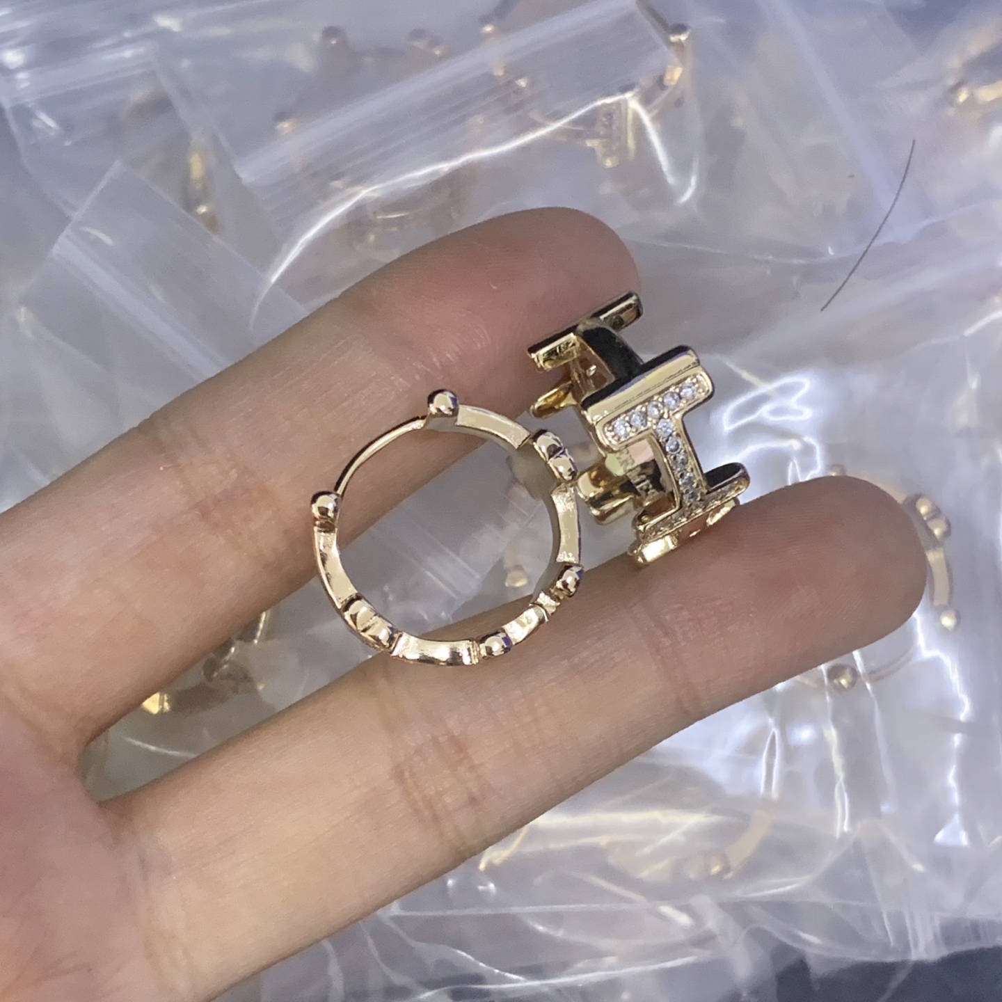 Hermes h Rose Gold Vintage-Inspired Earrings 125