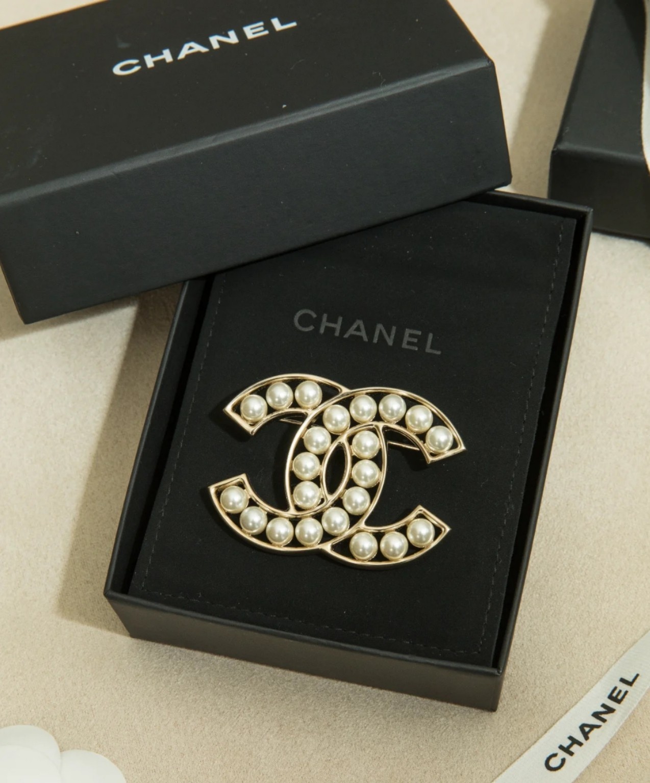 Chanel Silver Logo-Accented Brooch 1081