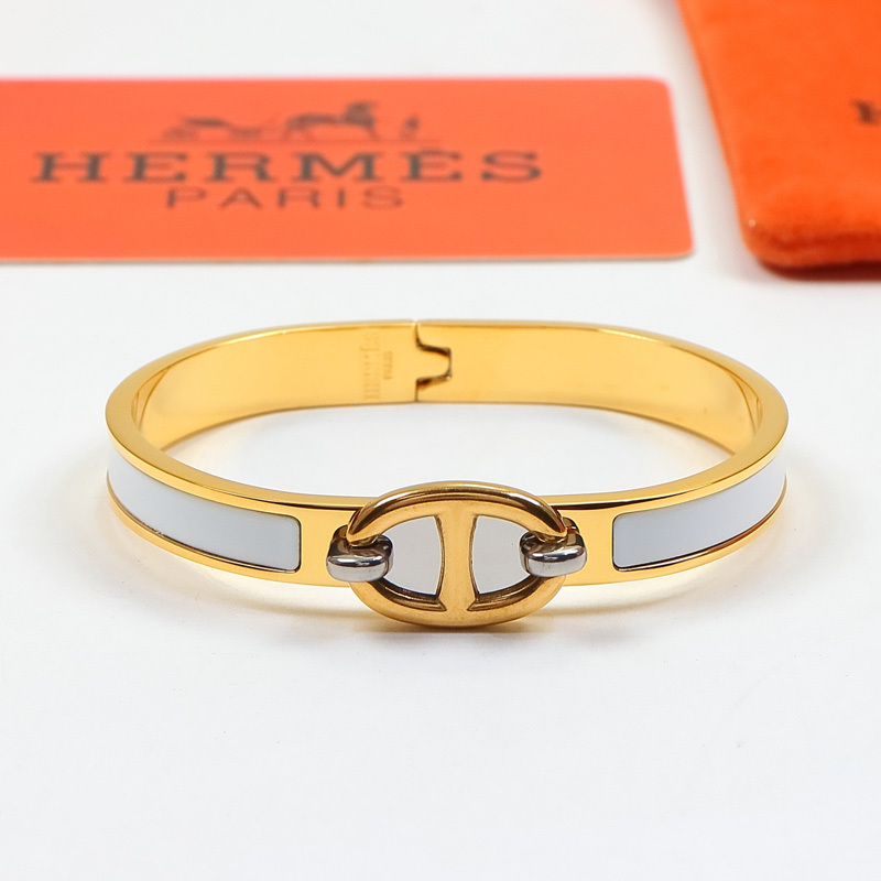 Hermes h Silver Logo-Accented Bracelet 003