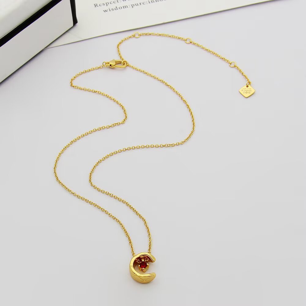 Chanel Rose Gold Logo-Accented Necklace 715