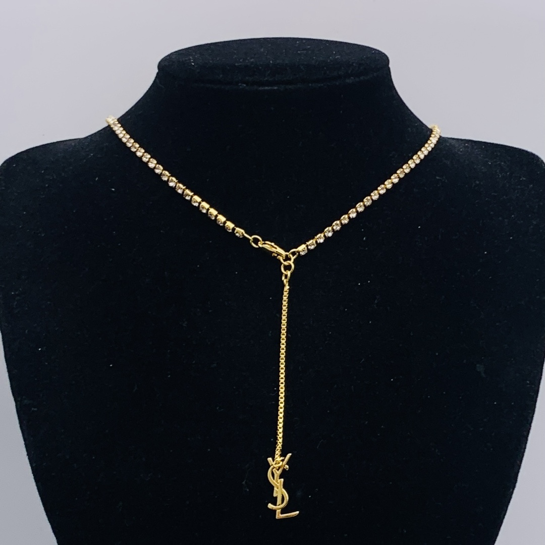 YSL Gold Logo-Accented Necklace 044
