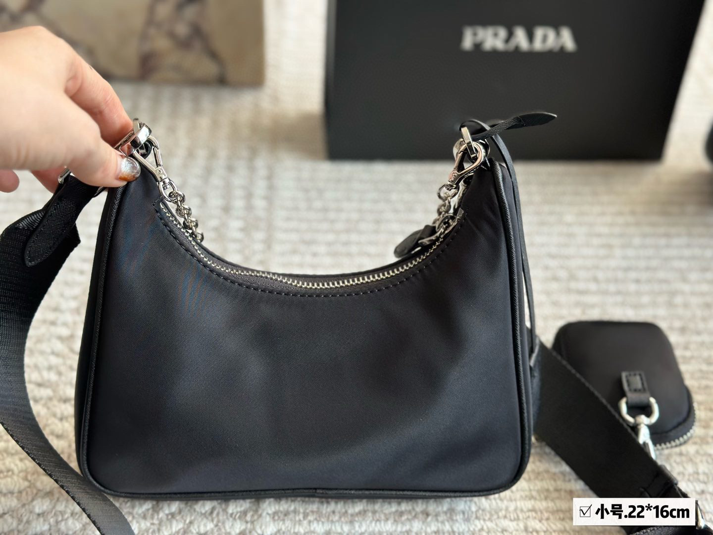 Prada Silver Logo-Accented Bag hobo 012