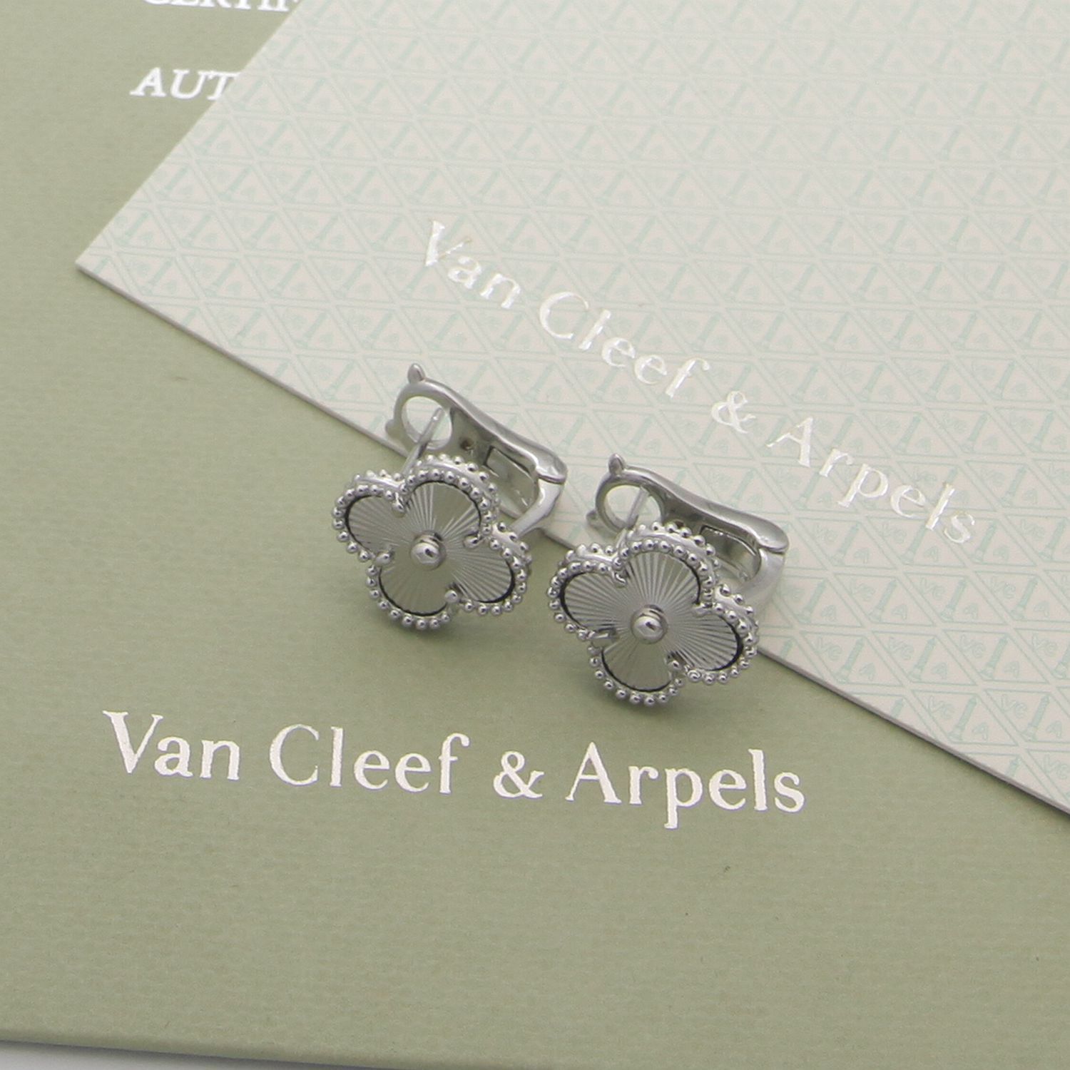 Van Cleef Rose Gold Logo-Accented Earrings 018