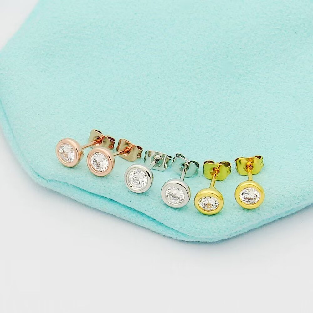 Tiffany Gold Logo-Accented Earrings 018