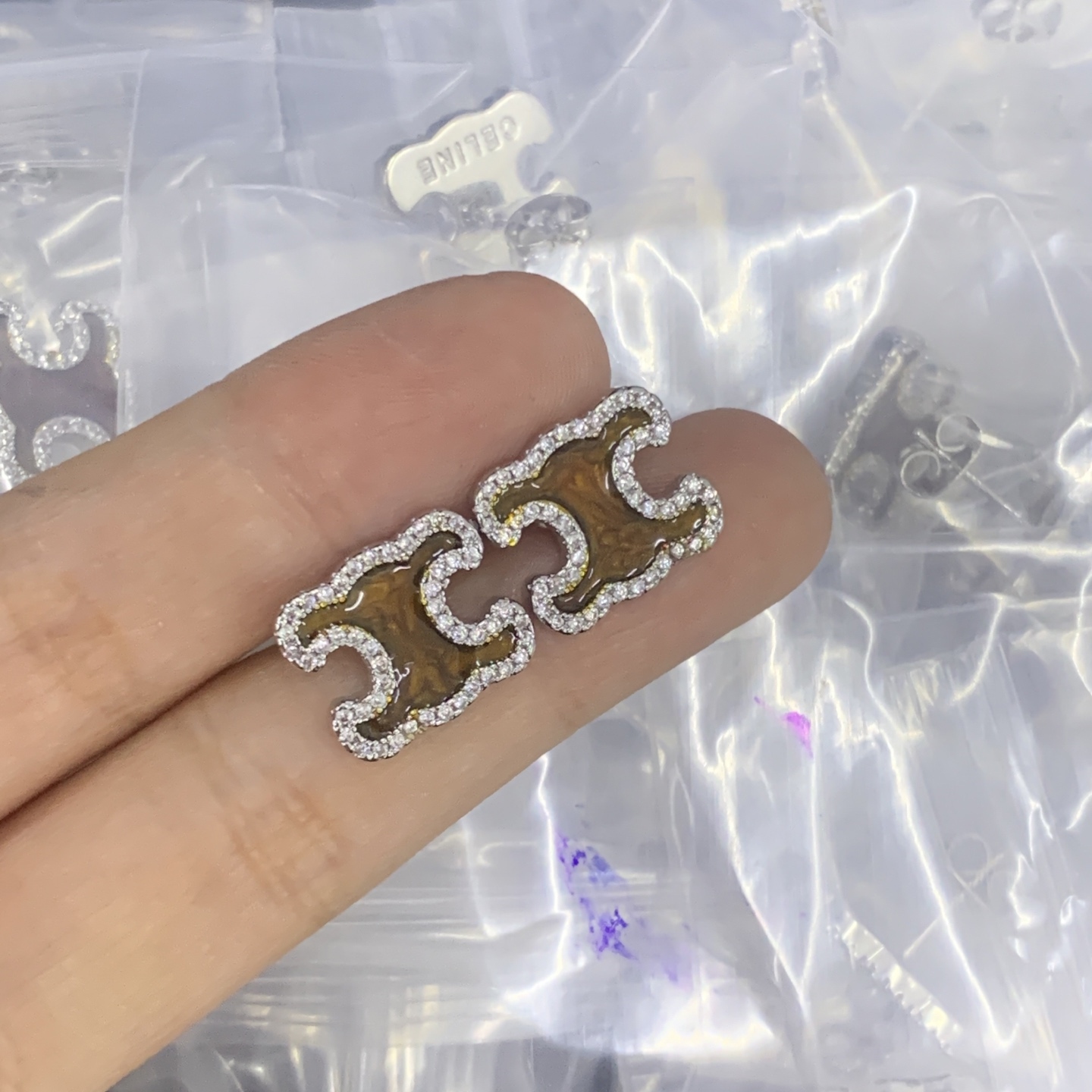 Celine Silver Logo-Accented Earrings 131