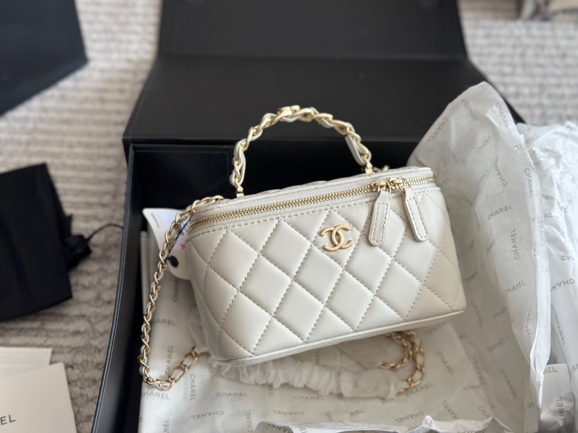 Chanel Beige Quilted Bag 1257
