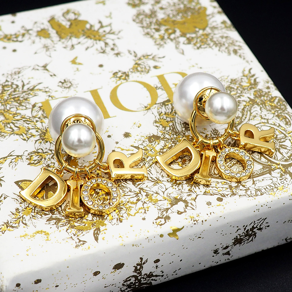 Dior Rose Gold Logo-Accented Earrings 030