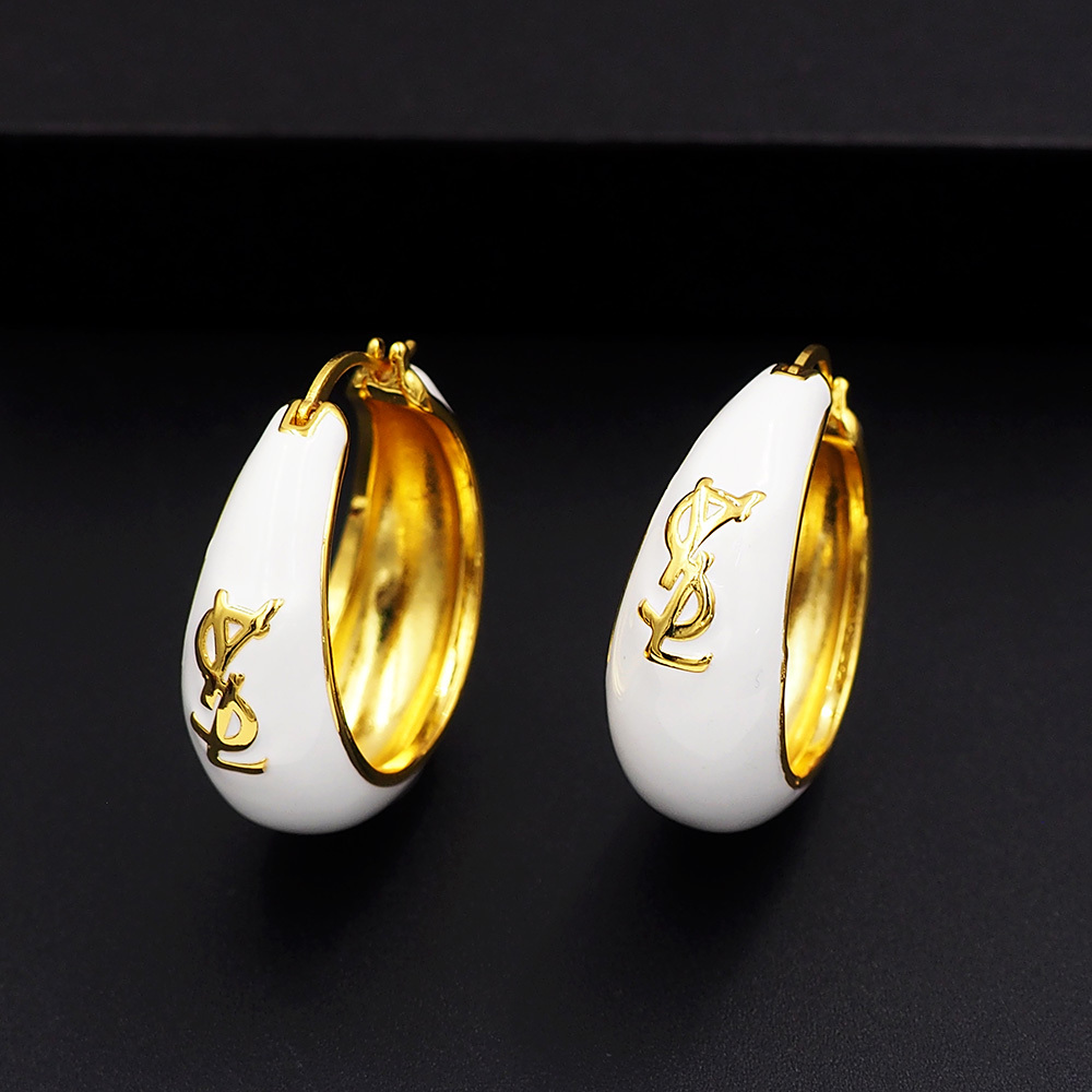 YSL Silver Logo-Accented Earrings 001