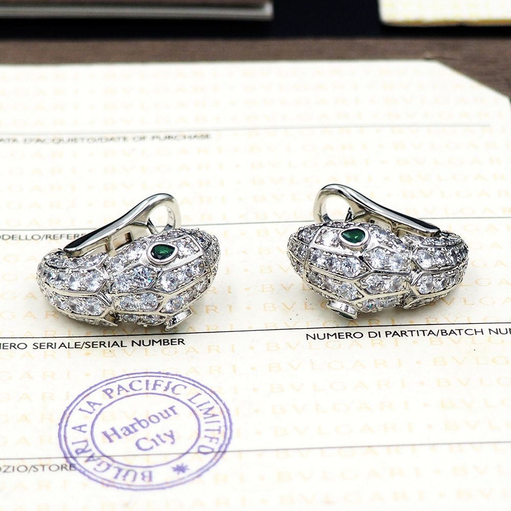 BVLGARI Silver Logo-Accented Earrings 060