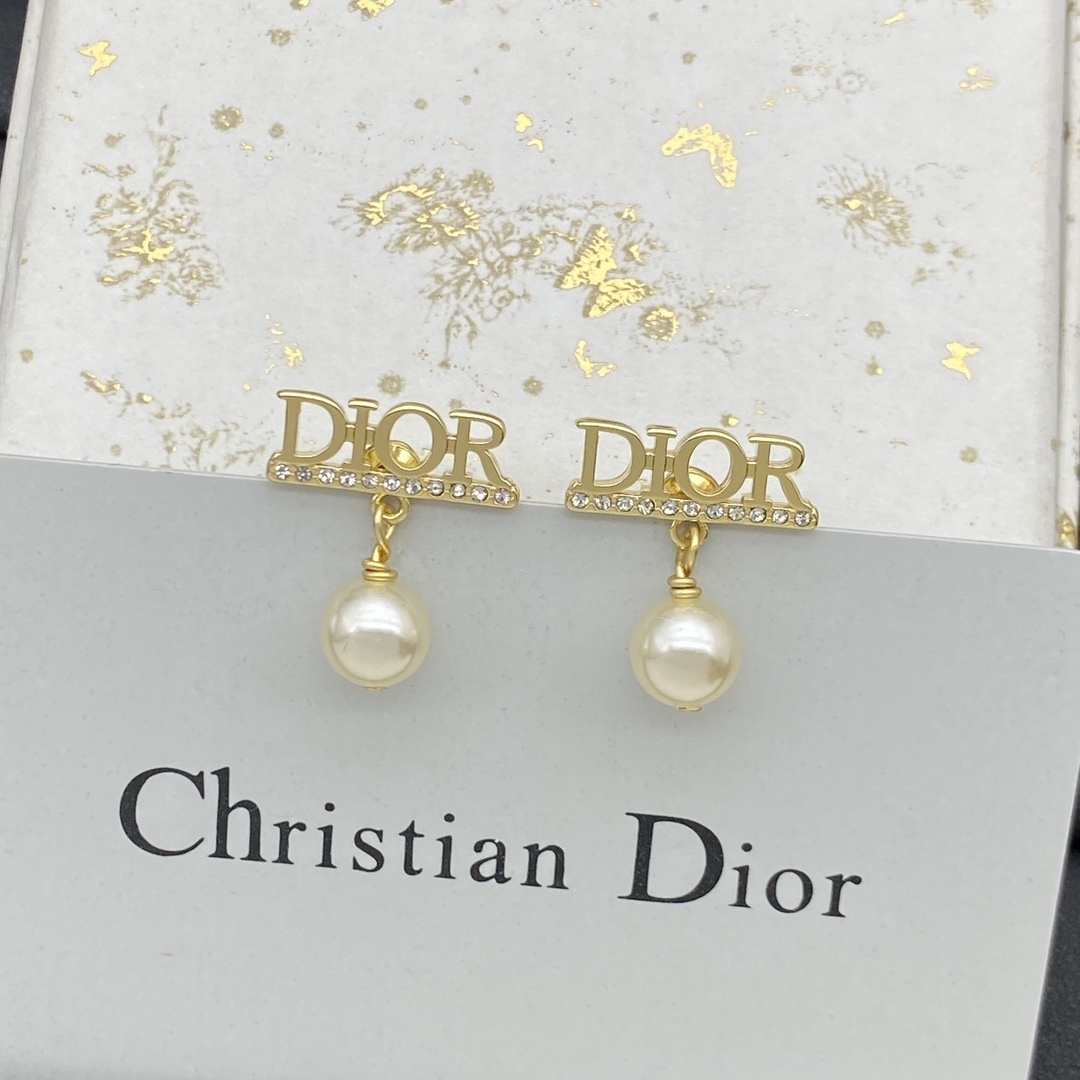 Dior Silver Logo-Accented Earrings 004