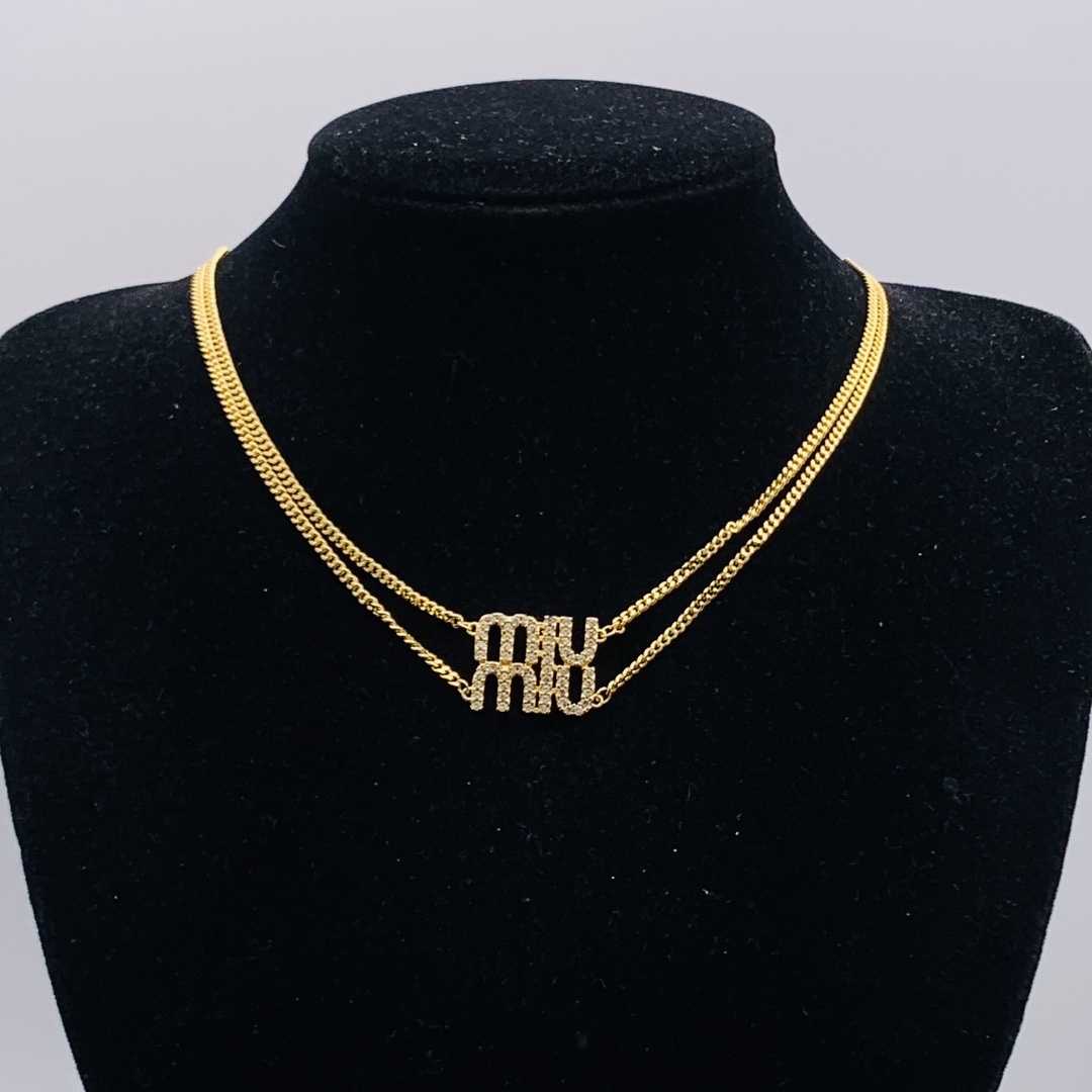 Miu Miu Gold Logo-Accented Necklace 100