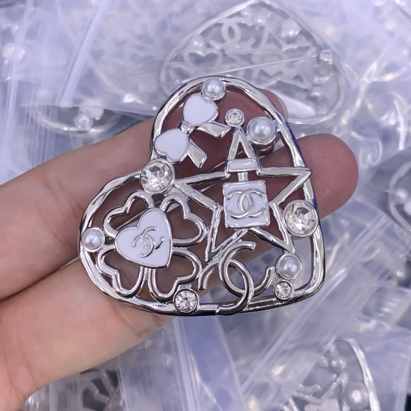 Chanel Silver Vintage-Inspired Brooch 1093