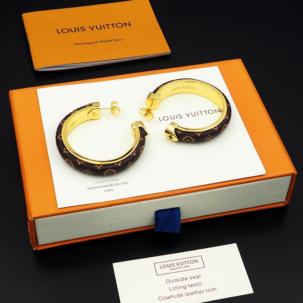 LV Gold Logo-Accented Earrings 325