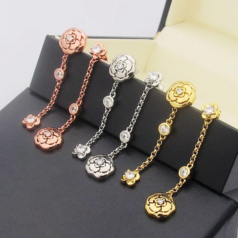 Chanel Rose Gold Logo-Accented Earrings 038