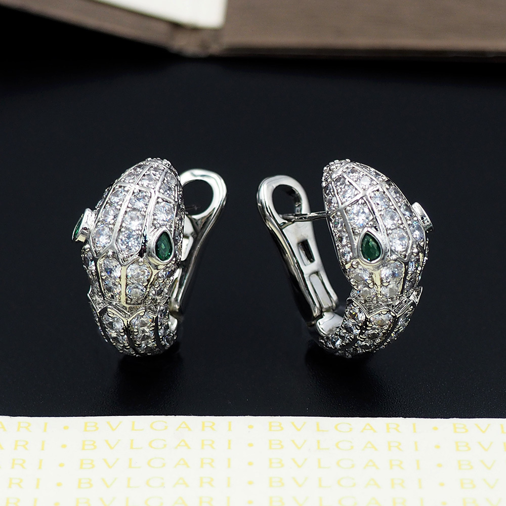 BVLGARI Silver Logo-Accented Earrings 060