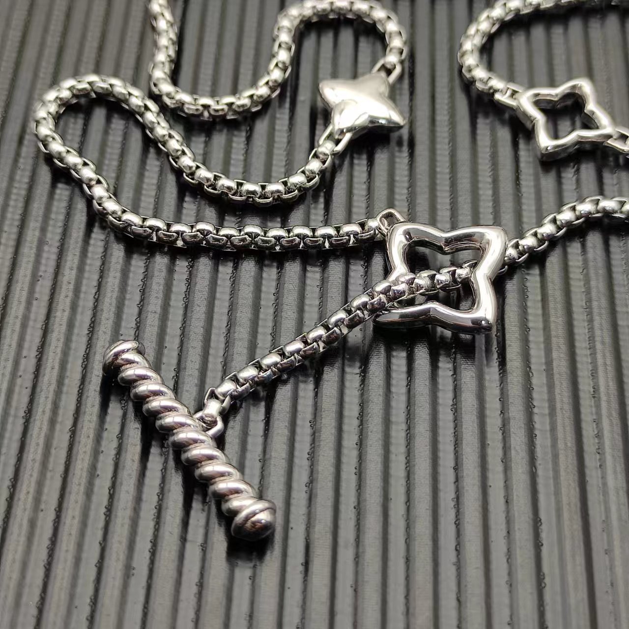 David Yurman Silver Textured Necklace 172