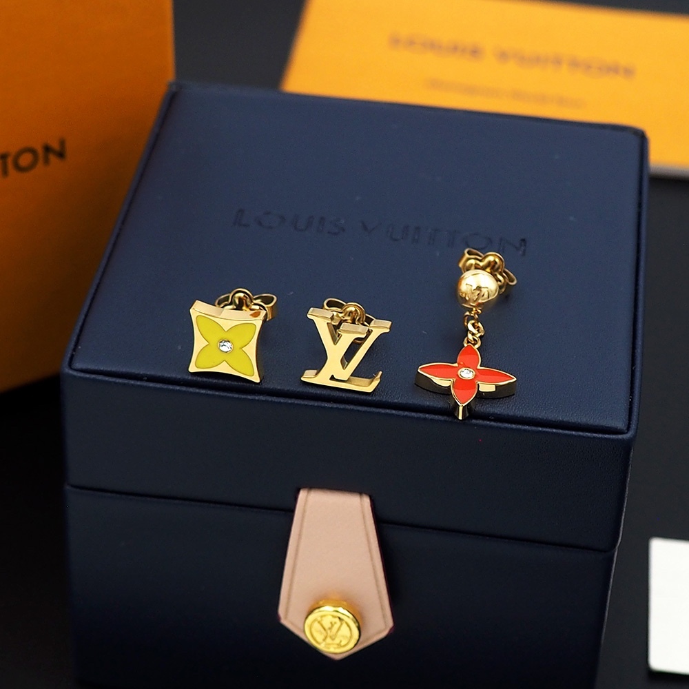 LV Gold Logo-Accented Earrings 133