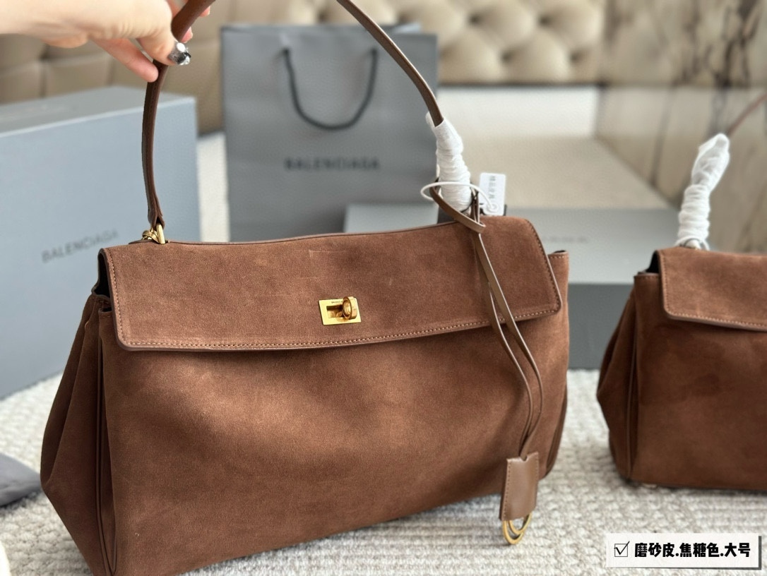 Balenciaga Brown Logo-Accented Bag 074