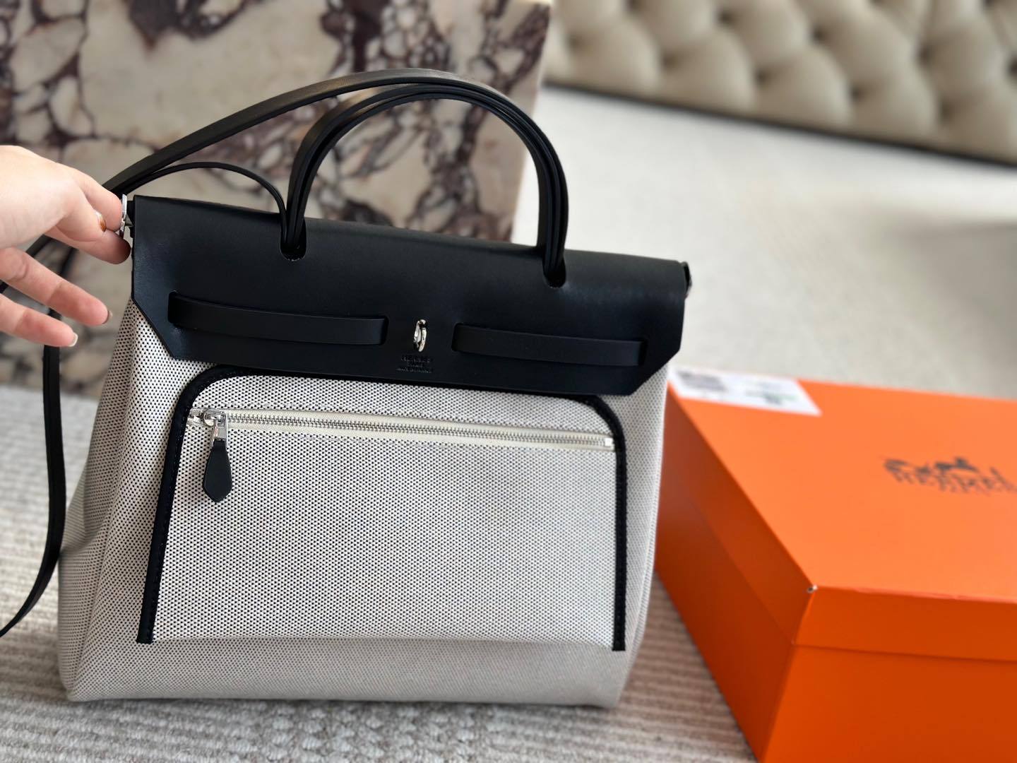 Hermes h herbag Silver Quilted Bag 289