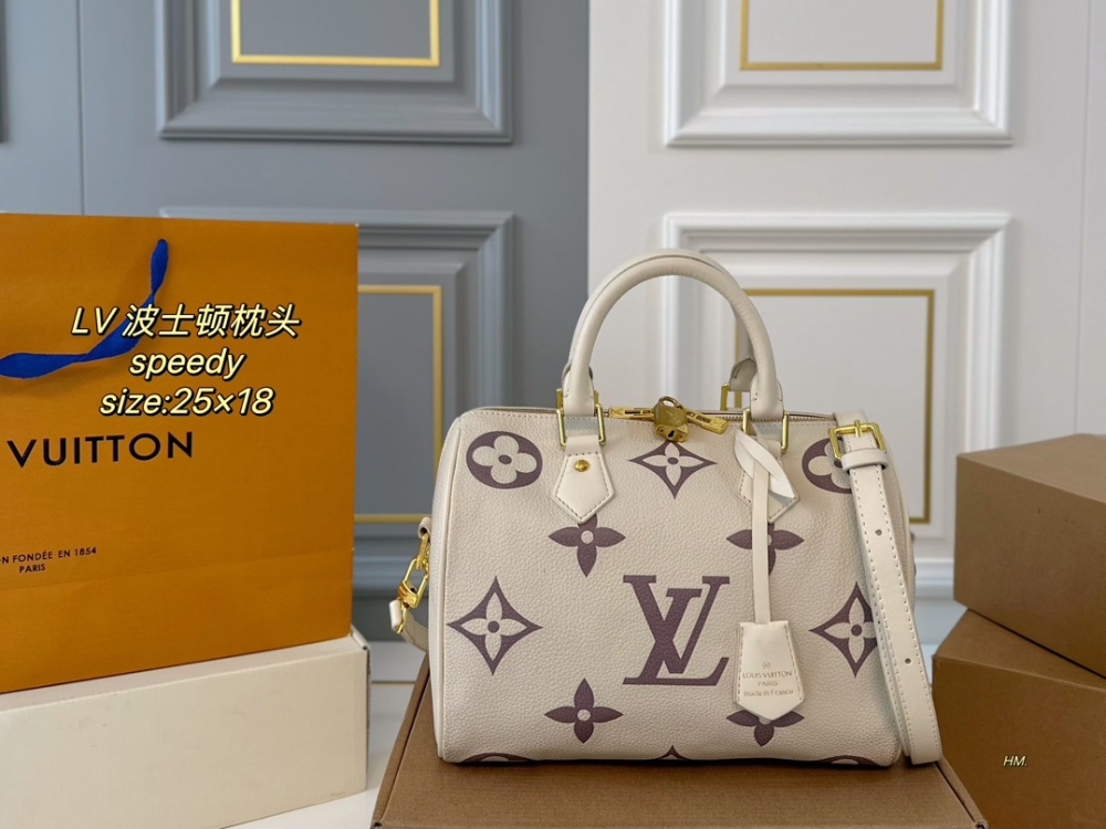 LV Bag Speedy leather Gold Logo-Accented Bag 25cm