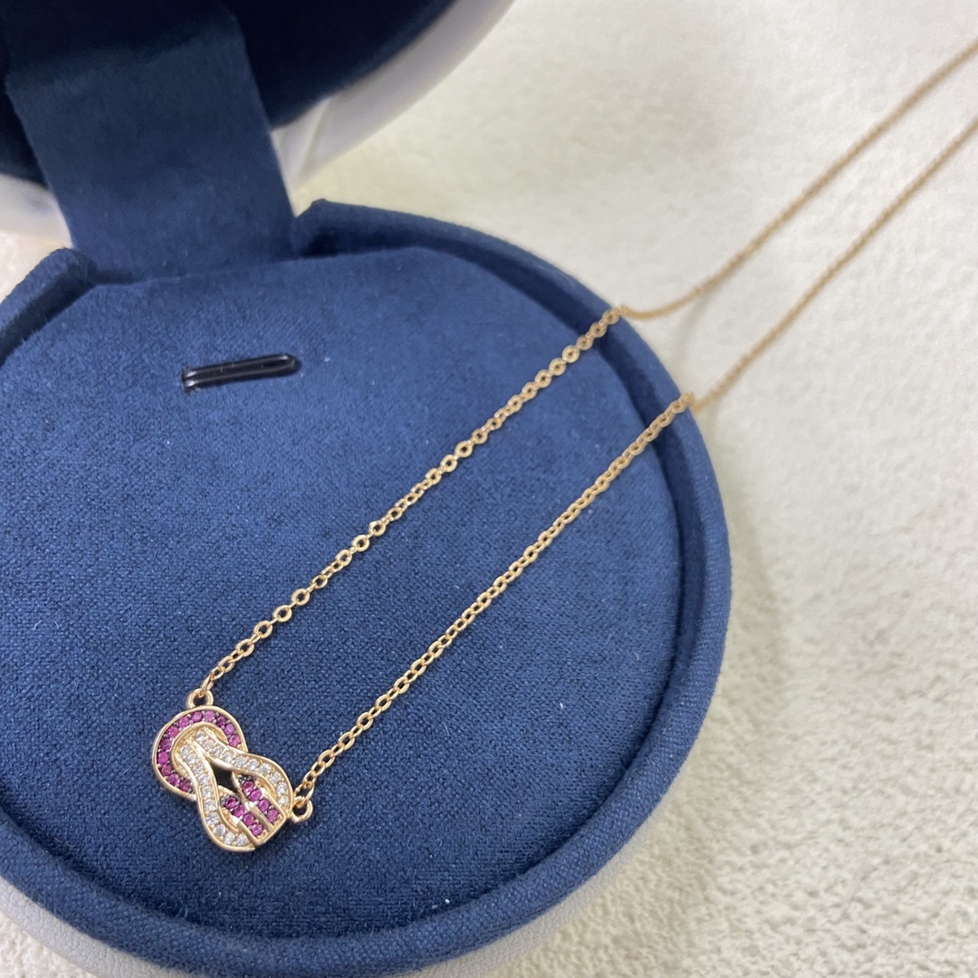 FRED Rose Gold Logo-Accented Necklace 018