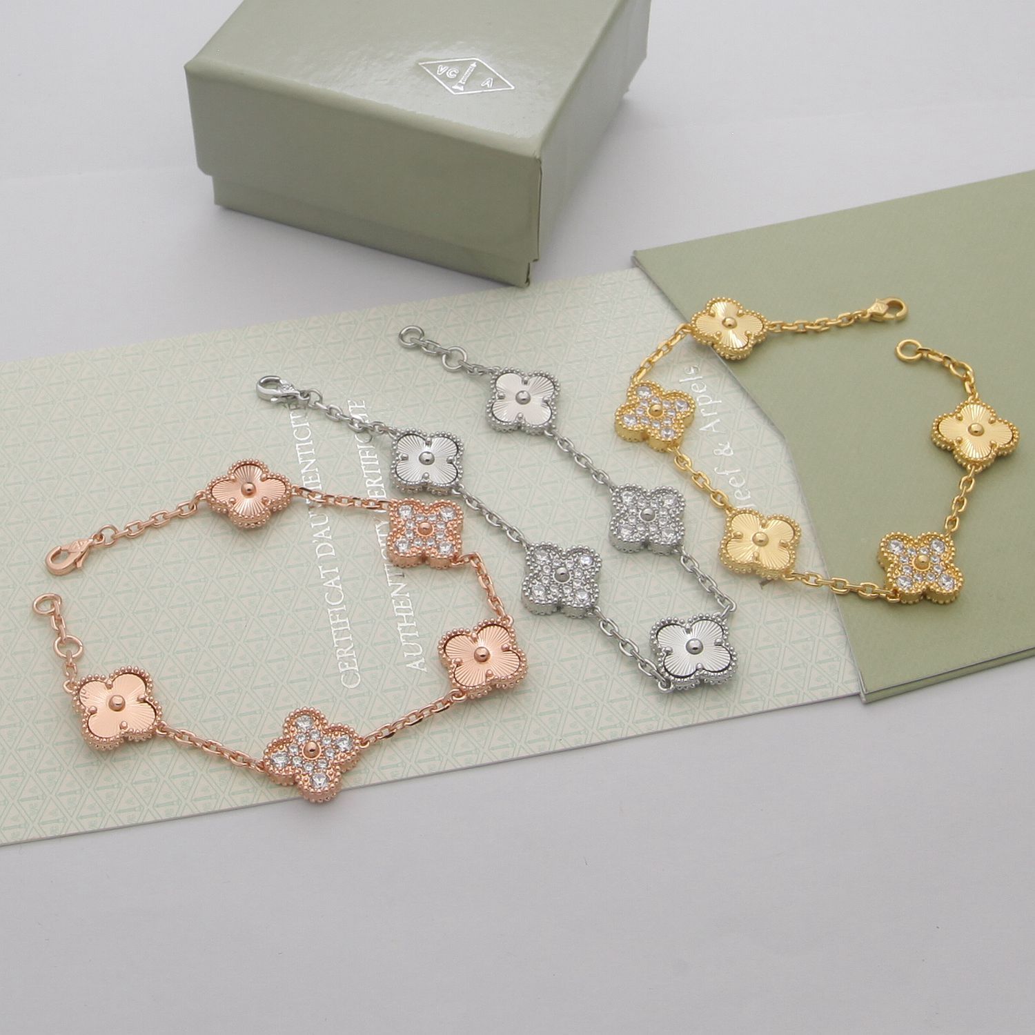 Van Cleef Rose Gold Logo-Accented Bracelet 046
