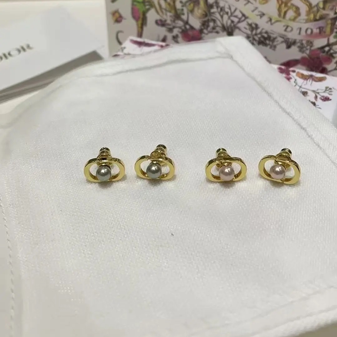 Dior Rose Gold Logo-Accented Earrings 010