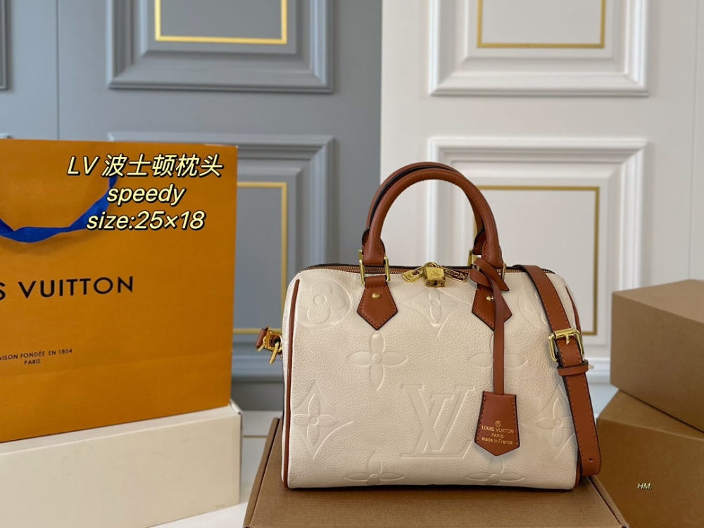 LV Bag Speedy leather Gold Logo-Accented Bag 25cm