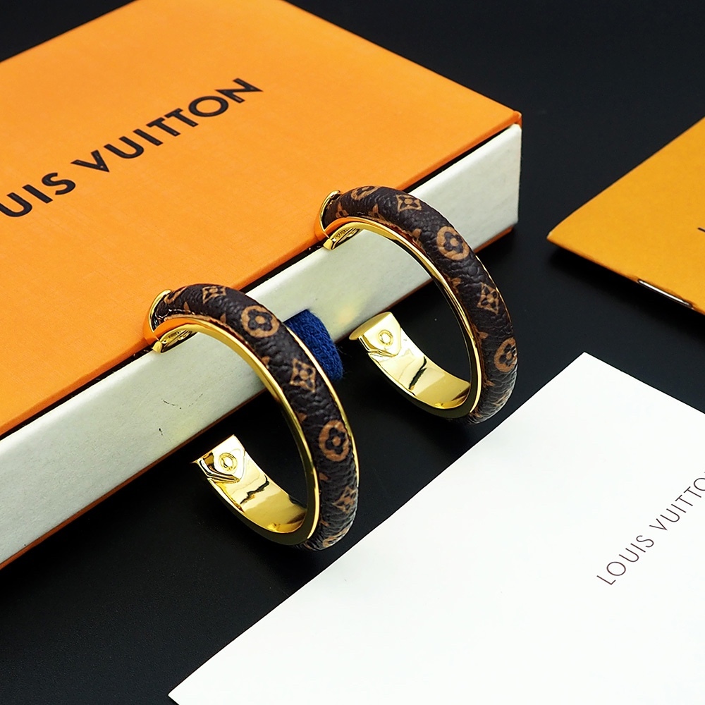 LV Gold Logo-Accented Earrings 325