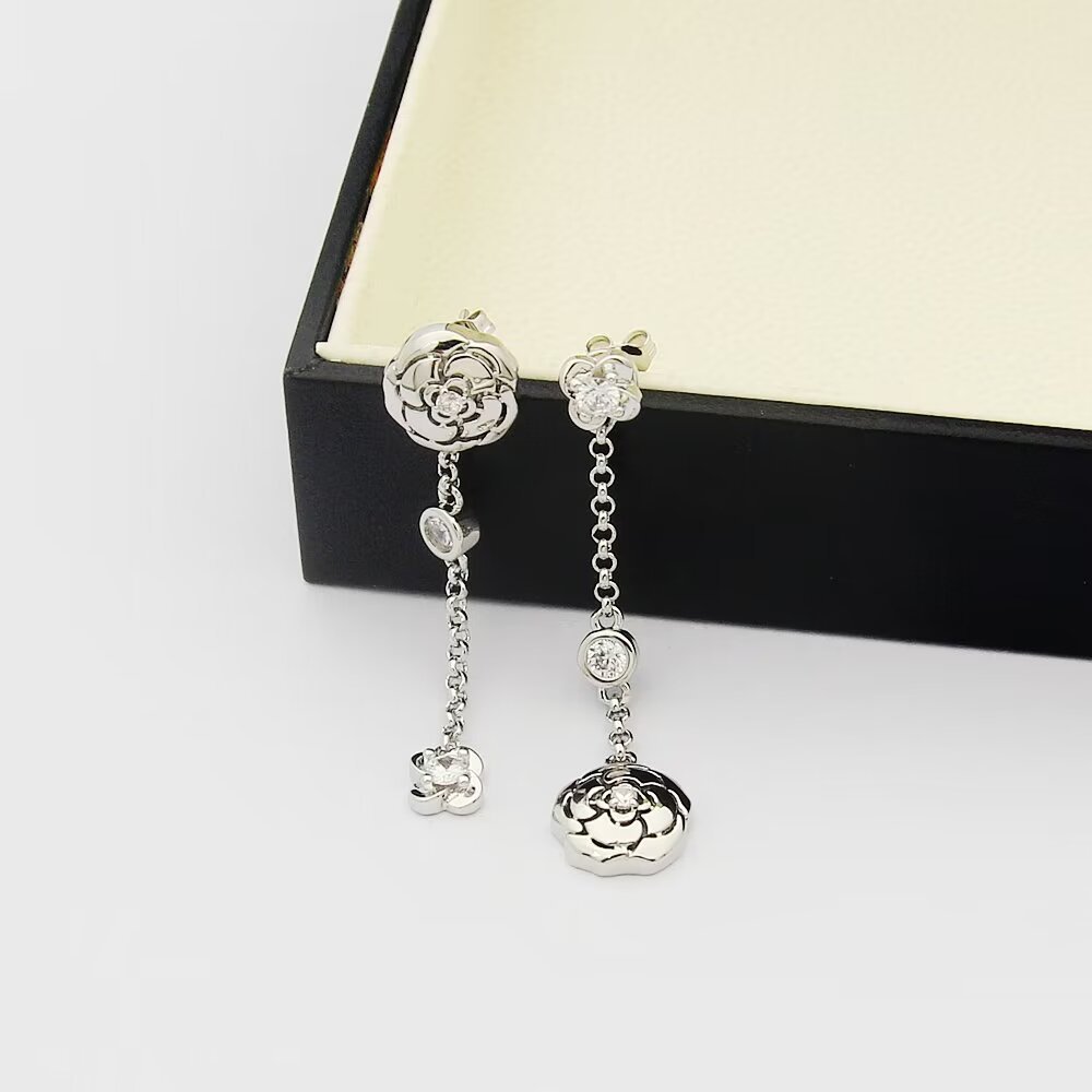 Chanel Rose Gold Logo-Accented Earrings 038