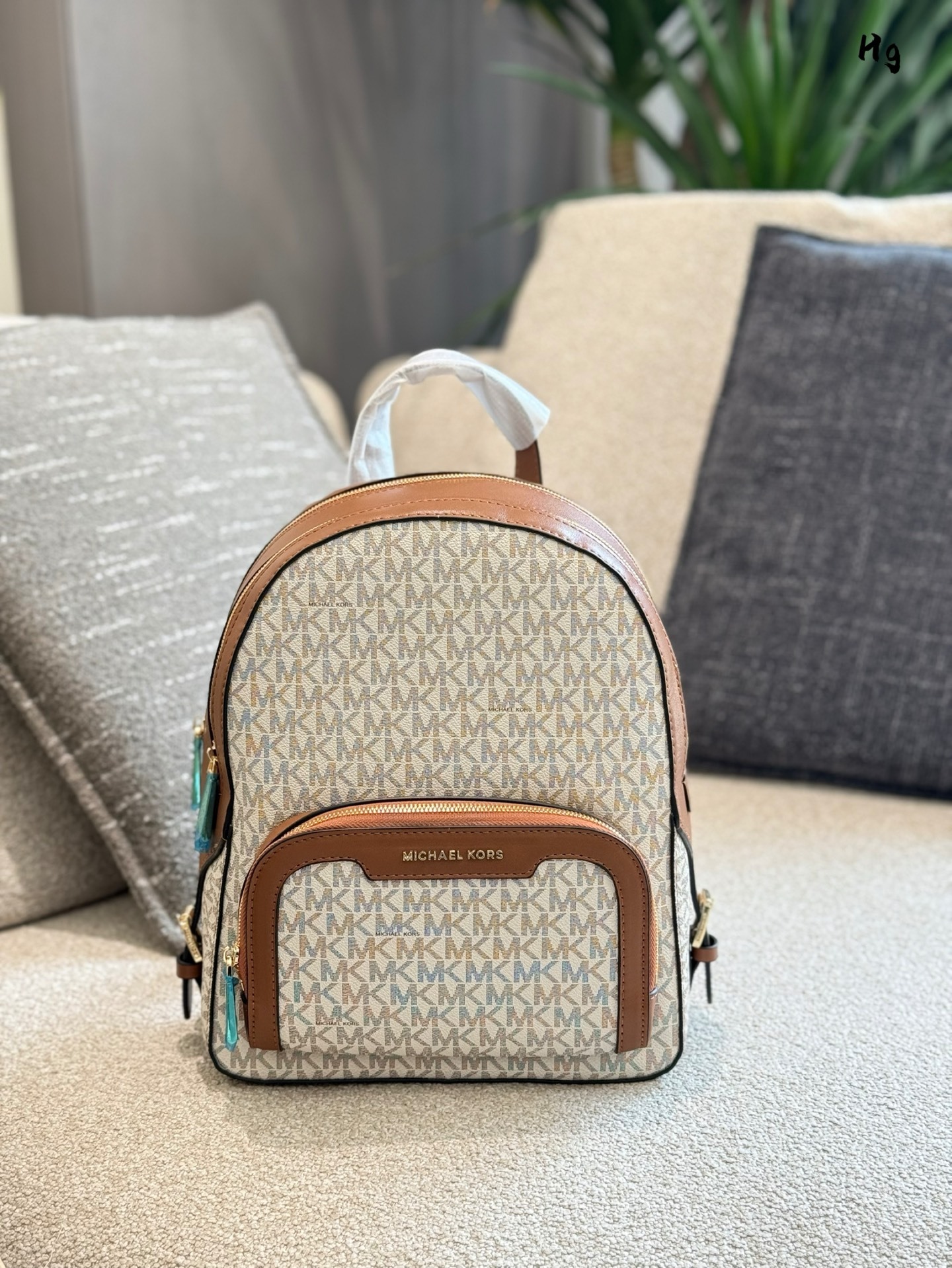 MK Beige Quilted Bag backpack 009