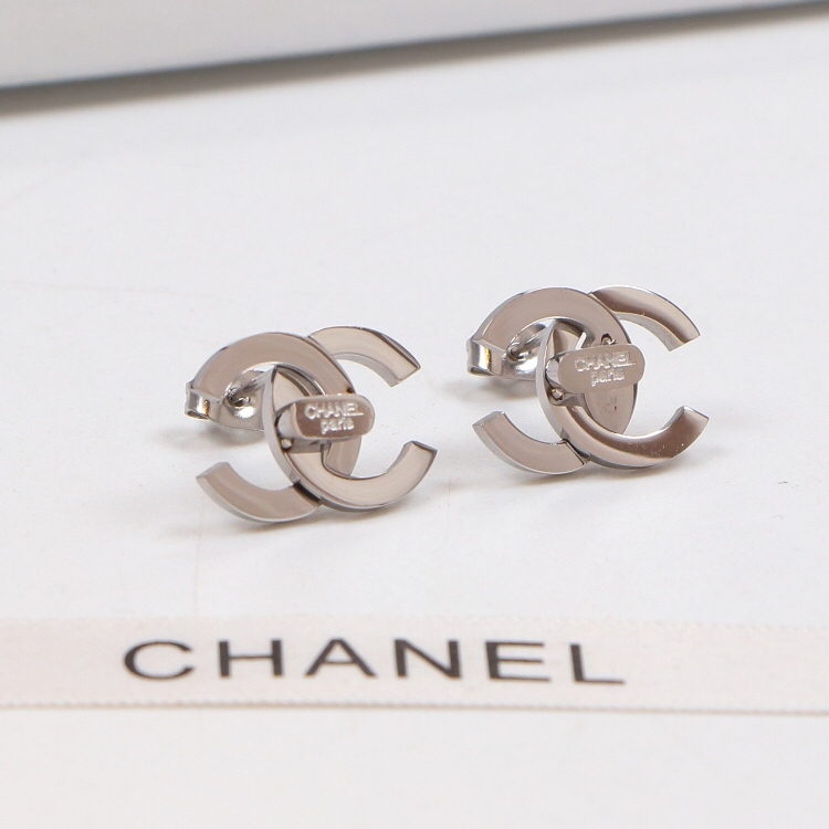 Chanel Rose Gold Logo-Accented Earrings 006