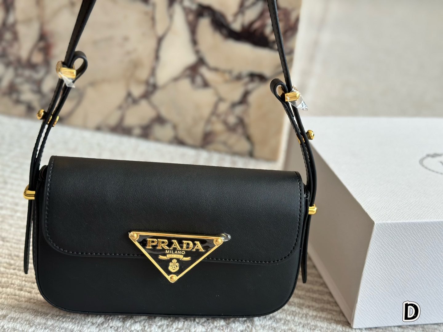 Prada Gold Logo-Accented Bag 083