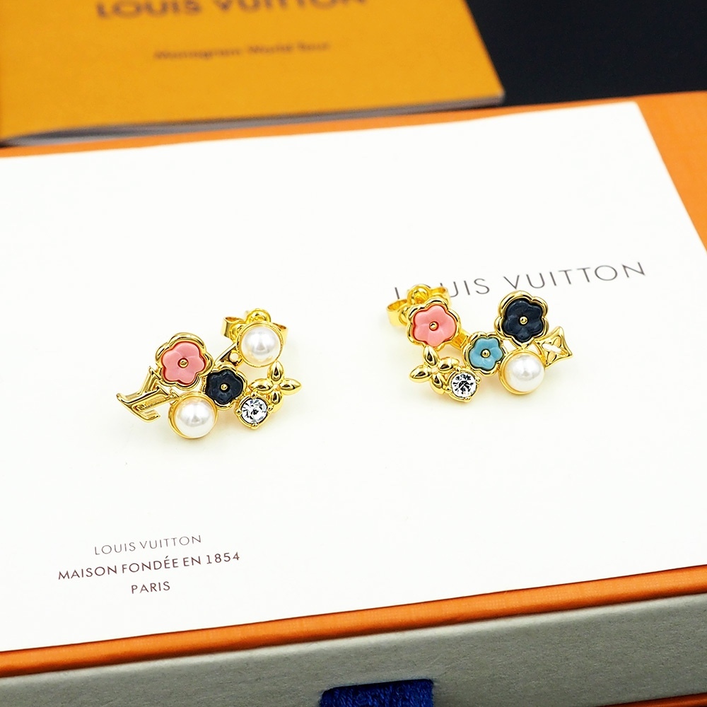 LV Rose Gold Logo-Accented Earrings 199