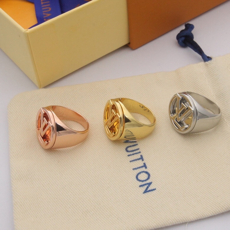 LV Rose Gold Logo-Accented Ring 080