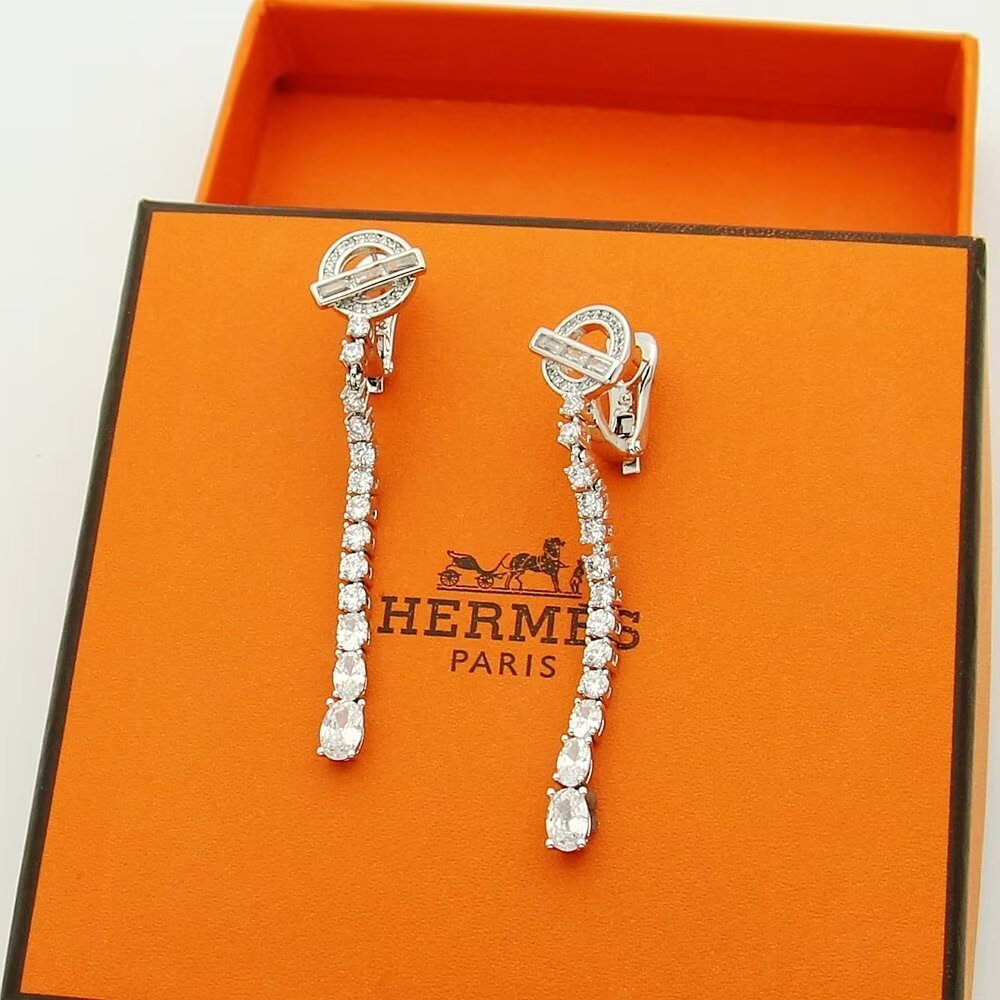 Hermes h Gold Logo-Accented Earrings 078
