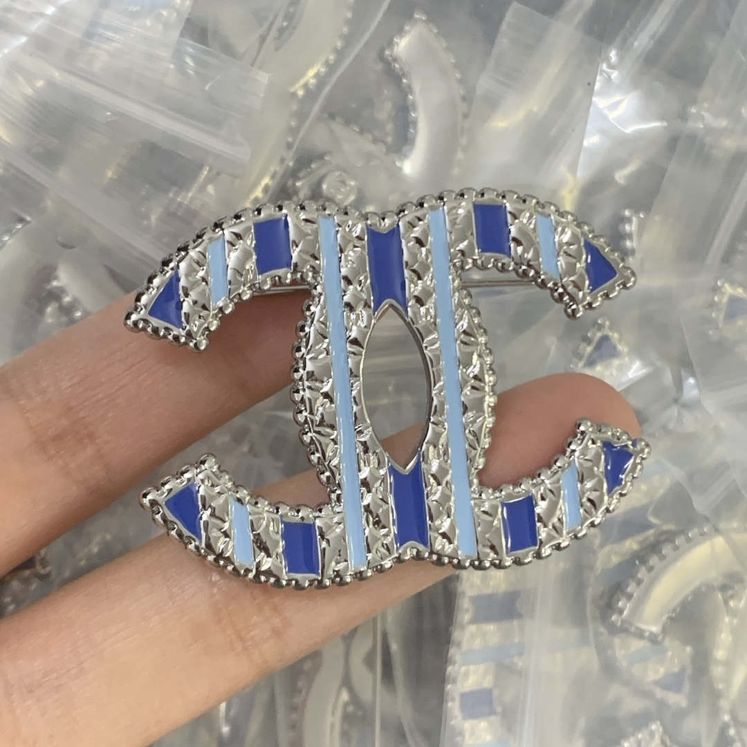 Chanel Silver Logo-Accented Brooch 1161