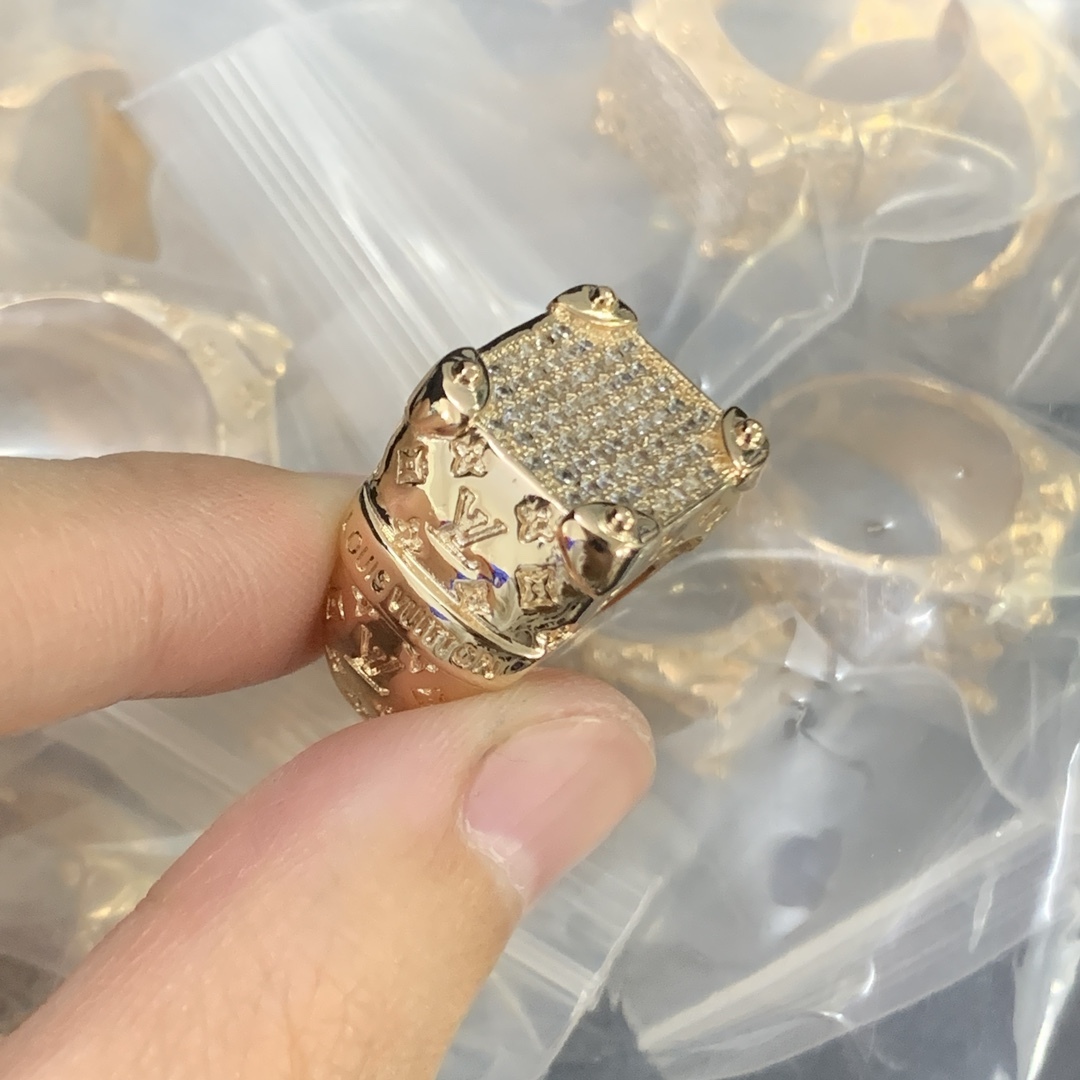 LV Rose Gold Textured Ring 1036