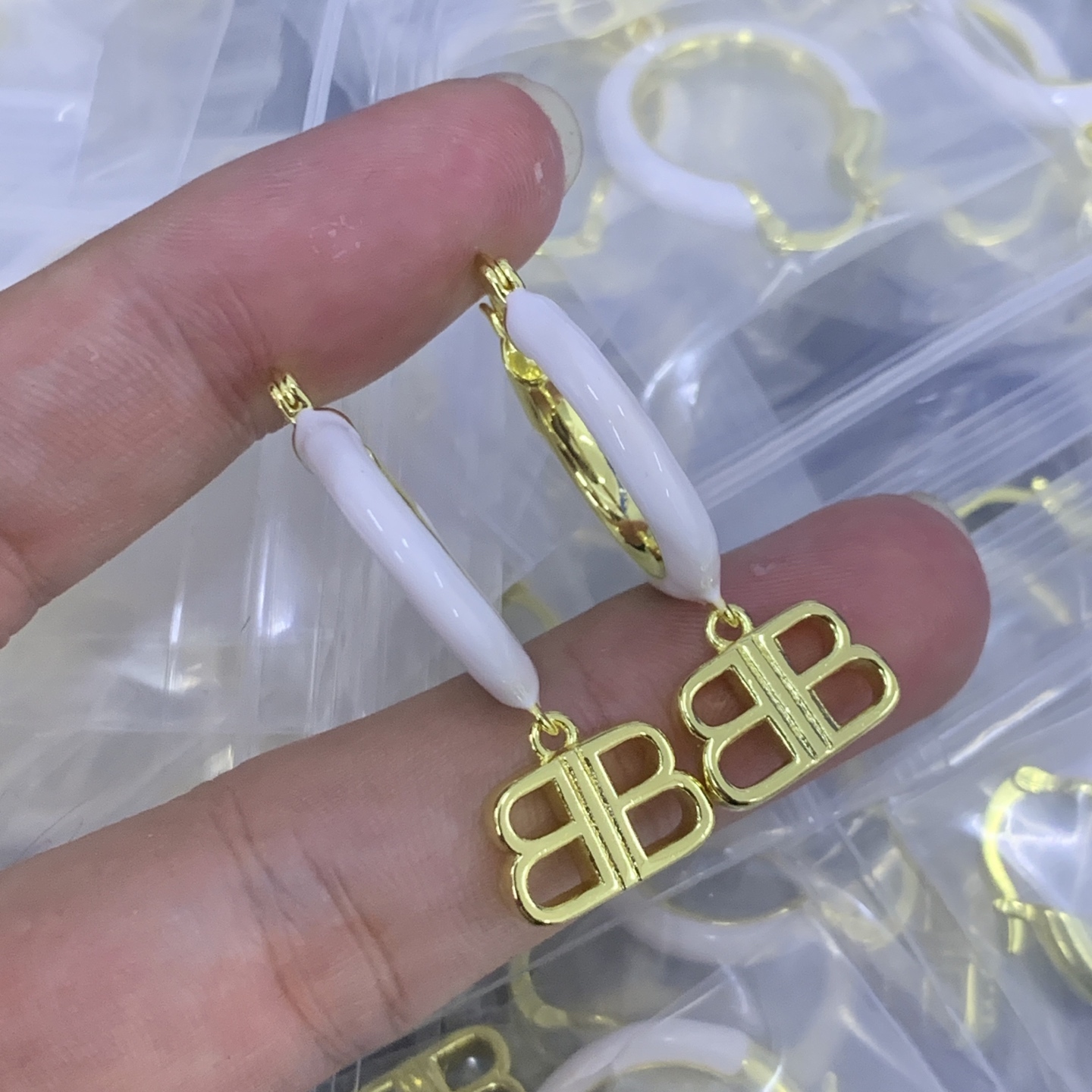 Balenciaga Gold Geometric Earrings 048
