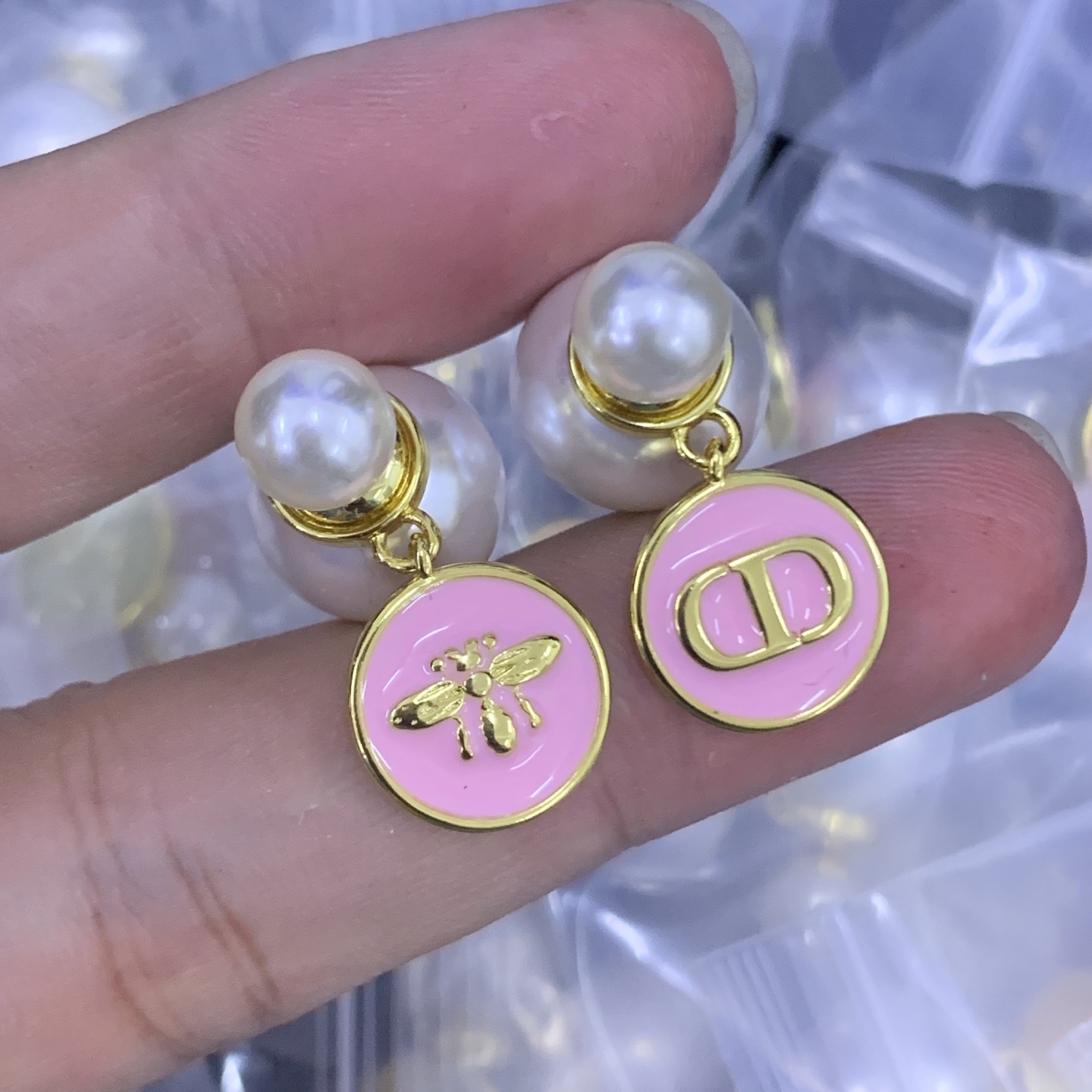 Dior Rose Gold Vintage-Inspired Earrings 063