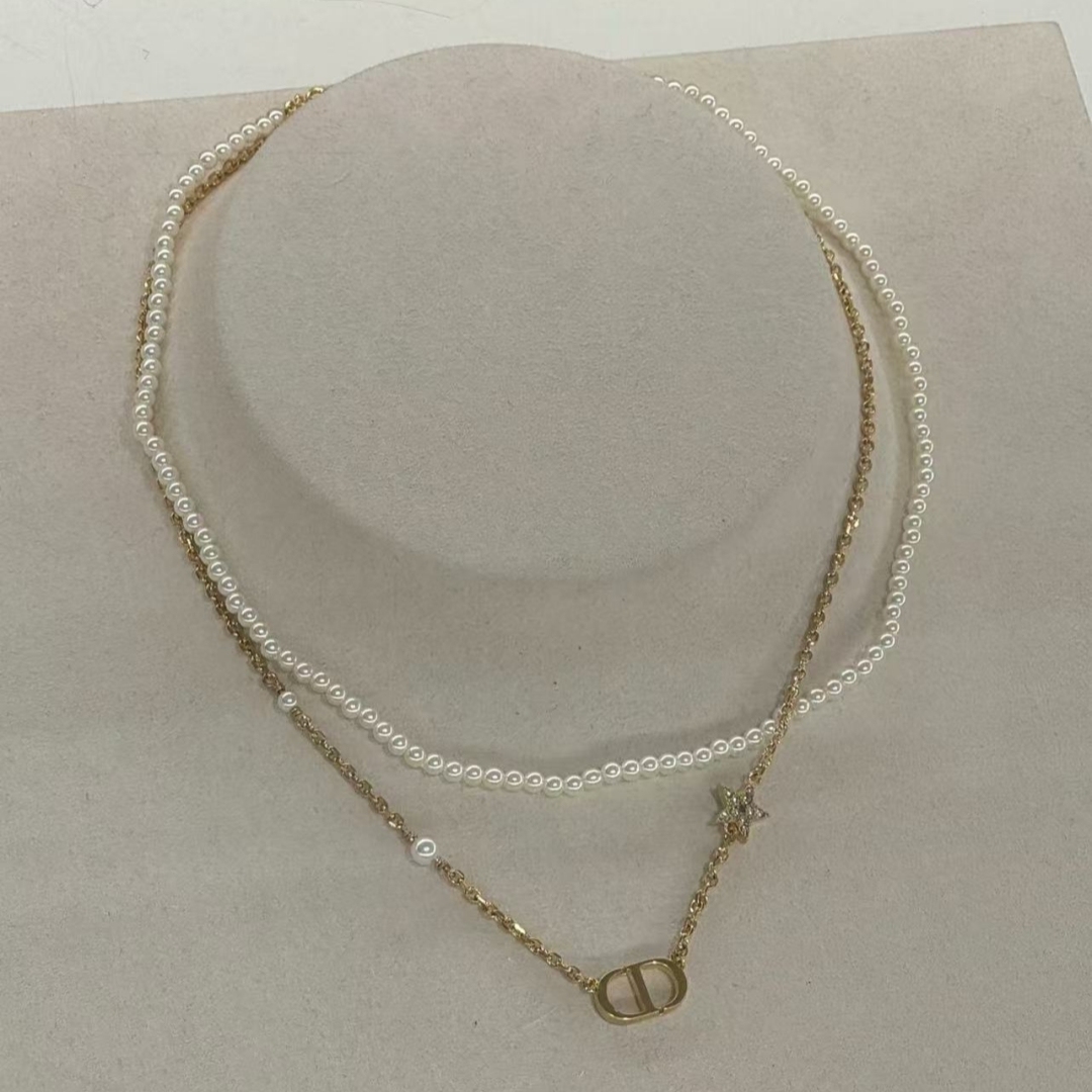 Dior Rose Gold Logo-Accented Necklace 021