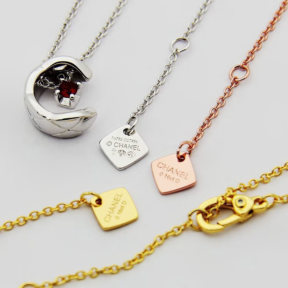 Chanel Rose Gold Logo-Accented Necklace 715
