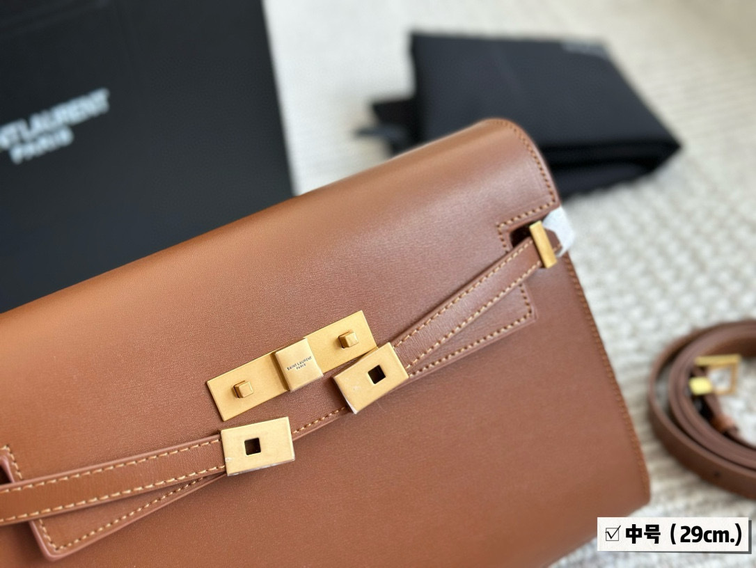 YSL Brown Logo-Accented Bag 144
