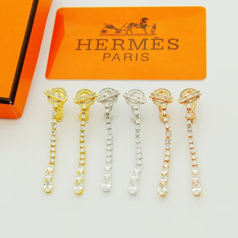 Hermes h Gold Logo-Accented Earrings 078