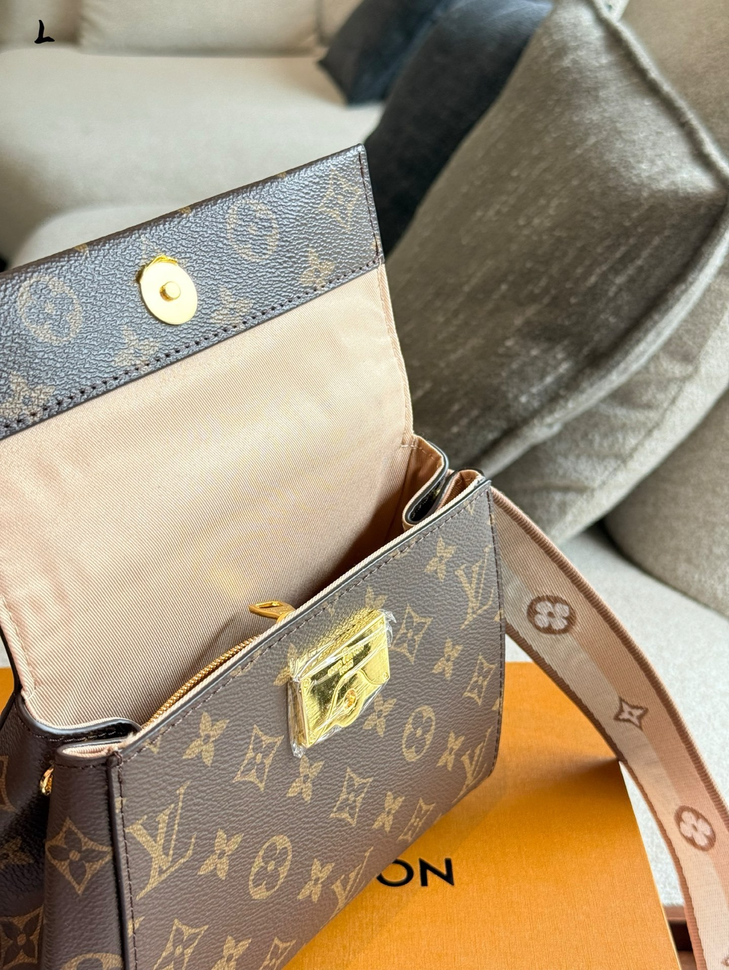LV Beige Quilted Bag 1424