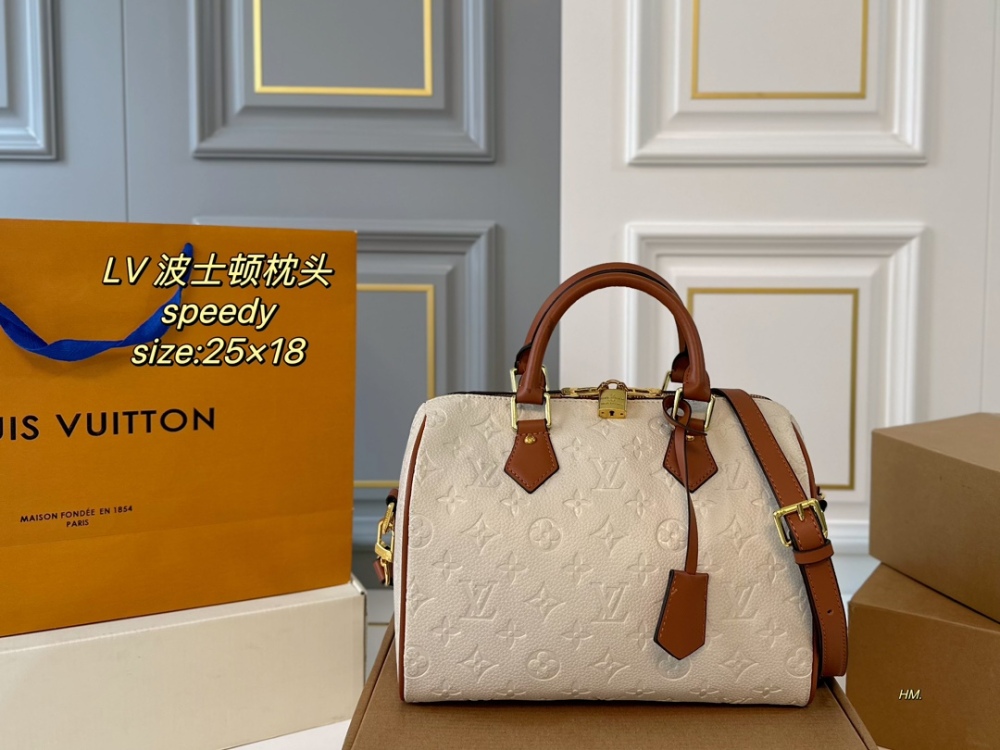 LV Bag Speedy leather Gold Logo-Accented Bag 25cm