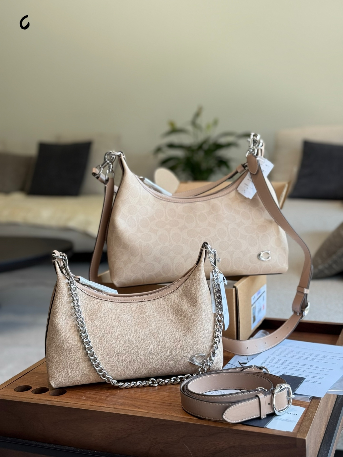Coach Beige Vintage-Inspired Bag 034