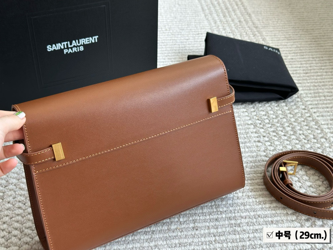 YSL Brown Logo-Accented Bag 144